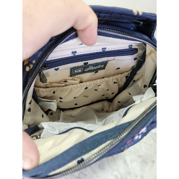 LUG Skeeter Crossbody Bag Purse Pet Paws Print Navy Blue RFID NWT - Picture 11 of 16